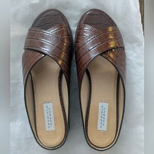 Gabriela Hearst Dark Brown Croc-Embossed Sandals